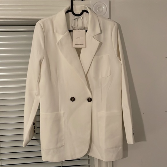 Double-breasted white blazer lined - Picture 3 of 4